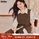 MsShe【復古磨毛三件套裝】大碼女裝2025秋裝胖mm馬甲襯衫闊腿褲 拿鐵色25年10月20日到貨 3XL