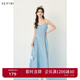 詩(shī)凡黎（'SEIFINI）【199 連衣裙】詩(shī)凡黎連衣裙浪漫碎花裙顯瘦減齡2024新款女裙子 灰藍 吊帶裙 S