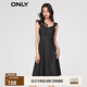 ONLY滿印A字顯瘦中長款吊帶牛仔連衣裙女|123242067 J19 黑牛仔BLACK DENIM M (165) 84A