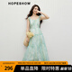 紅袖暈染連衣裙2025夏季新款女裝【長(cháng)夏波光】木耳邊小飛袖V領(lǐng)雪紡裙 莫奈花園6A5 M