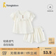 童泰（TONGTAI）童泰女寶寶短袖套裝夏季嬰兒衣服女童上衣短褲睡衣家居服內衣網(wǎng)眼 米白 100