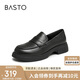 百思圖24秋簡(jiǎn)約學(xué)院樂(lè )福鞋粗跟女單鞋UFF01CA4 黑色 38