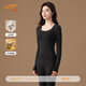 婷美山羊絨保暖內衣女士秋冬秋衣秋褲打底高彈修身顯瘦輕塑美體套裝 黑灰色【分區塑型-羊絨發(fā)熱】 M 【建議80-120斤】