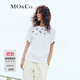 MO&Co.短袖T恤搖滾鏡面珠片釘鉆圓領(lǐng)棉質(zhì)寬松黑色白色摩安珂 本白色 XS 155