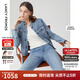 朗姿法式復(fù)古百搭休閑短款藍(lán)色牛仔外套女新款高級感早春新款上衣 巴黎藍(lán)色2 L