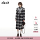 DZZIT地素短外套冬季格子呢復古摩登造型上衣女 黑色 常規 S