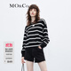 MO&Co.【美麗諾綿羊毛】學(xué)院風(fēng)黑白條紋MC刺繡寬松毛衣針織衫摩安珂 黑白條色-第2批 S 160