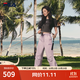 FILA斐樂(lè )官方女子梭織長(cháng)褲楊冪同款夏季新款簡(jiǎn)約寬松休閑收口褲 淡奶油紫-PU XL