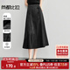 尚都比拉新中式國風(fēng)半身裙女春秋a字顯瘦改良馬面裙黑色中長裙 黑色 L