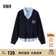 森馬（Semir）毛衣女冬刺繡V領(lǐng)絞花毛衫無(wú)袖襯衫氣質(zhì)學(xué)院風(fēng)兩件套101724107029