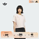 adidas新中式純棉運動(dòng)上衣圓領(lǐng)短袖T恤女夏季阿迪達斯三葉草 奇跡石英色   S