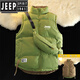 JEEP SPIRIT雙面穿羽絨棉馬甲女款背心秋冬季2025新款坎肩立領(lǐng)馬夾外套男運動(dòng) 男女同款綠色雙面穿送挎包 XL