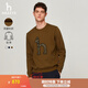 哈吉斯（HAZZYS）男裝 春秋款大狗LOGO上衣休閑戶外圓領(lǐng)衛(wèi)衣男ABTZE0BCF02 卡其色KK XL (180/100A 50)