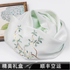 WUCANLI夏季新款高級配色真絲手工刺繡絲巾桑蠶絲絲綢圍巾 翠綠花枝.)