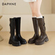 達芙妮厚底長(cháng)筒靴女2025秋冬新款小個(gè)子百搭長(cháng)靴不過(guò)膝高筒騎士靴 卡其色【6cm厚底】 37