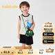 巴拉巴拉童裝男童短袖套裝寶寶2025夏季新款速干背心短褲兒童兩件套夏裝酷 黑色90001 100