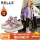 百麗（BeLLE）童鞋冬兒童加絨高幫運動(dòng)鞋板鞋保暖鞋男女童跑步鞋 粉/米色34