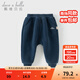 戴維貝拉（DAVE＆BELLA）男童哈倫褲兒童冬裝新款大PP褲搖粒絨兒童束腳褲加絨女童休閑長(cháng)褲 灰藍色【現貨】 90 cm（建議身高80-90cm）