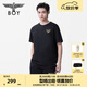 BOY LONDON【小logo】春夏情侶款簡(jiǎn)約休閑雙色針織短袖T恤N01916 黑色 S