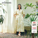 edition連衣裙女夏新款復古法式泡泡袖收腰印花氣質(zhì)亞麻長(cháng)裙 藝術(shù)花卉色 S 160
