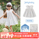 JELLYBABY兒童法式外翻領(lǐng)公主裙2025新品女童韓系純棉連衣裙夏款寶寶中長(zhǎng)裙 白底碎花 100 CM