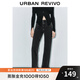 UR冬季新款女裝休閑復(fù)古水洗高腰絨底牛仔長褲UWM840082 深灰 27