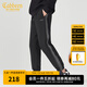 卡賓（CABBEEN）【撞色織帶】拼接休閑褲男2024夏季新款錐形束腳衛(wèi)褲寬松刺繡 煤黑-磨毛加厚款 M /170/48