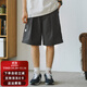 714street潮牌日系短褲男女夏季運動(dòng)褲五分褲寬松休閑褲工裝褲子 黑灰色 L