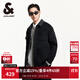 杰克·瓊斯（JACK&JONES）男裝衣服春秋工裝風(fēng)羊毛外套PU領(lǐng)多口袋商務(wù)休閑短款毛呢大衣男 E40 黑色 M 175