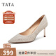 他她（TATA）酒杯鞋婚鞋新娘鞋伴娘鞋宴會(huì)高跟鞋女鞋細(xì)跟配裙子單鞋新 粉金（7cm）-流光款 38