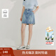茵曼（INMAN）【商場(chǎng)同款】牛仔短裙2025夏季女裝新款純棉顯瘦a字裙子 淺牛仔 L