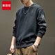 新百倫高端重磅衛衣男士秋冬新款圓領(lǐng)長(cháng)袖t恤加絨加厚外套男內搭打底衫 1334黑色 常規 L 碼【合適130-145斤】