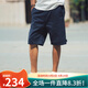 AKSERIES新復古回潮斜紋全棉簡(jiǎn)約經(jīng)典基礎休閑五分短褲男AK男裝1714027 藏藍色 32