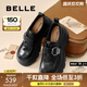 百麗（Belle）張凌赫推薦黑巧樂福鞋女25秋新商場(chǎng)款牛皮厚底jk鞋E1Z1DCM5預(yù)售 黑色 37
