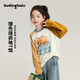 布丁哈魯女童卡通印花撞色條紋長(cháng)袖T恤2026春秋新品中大童寬松百搭舒適T恤