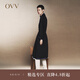 OVV2023秋冬新款女裝戧駁領配腰繩高支羊毛雙面呢長款大衣 黑色（凈色）B9 S