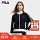 FILA 斐樂(lè )官方女士針織長(cháng)袖外套2025冬新款休閑寬松拼色立領(lǐng)上衣 傳奇藍-NV L 170/88A/L
