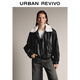 UR冬季新款女裝氣質(zhì)拼接撞色毛領(lǐng)抽繩PU棉服UWM150071 黑色 (偏寬松) S