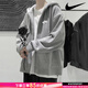 耐克（NIKE）外套男士 2025春秋季新款運動(dòng)服防風(fēng)衣休閑上衣透氣寬松連帽夾克 熱推/經(jīng)典時(shí)尚灰/曬圖退5 XL (180/96A)