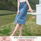 香影牛仔半身裙女2025夏裝新款復(fù)古中長(zhǎng)款裙子修身顯瘦高腰直筒裙 牛仔藍(lán) M