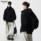 Homlean美式重磅鉚釘連帽開(kāi)衫衛衣男秋季潮牌寬松休閑外套HX35黑色M
