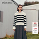 edition針織衫女秋新款羊毛羊絨復古黑白條紋毛衣 黑白條色 S 160