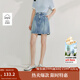 茵曼（INMAN）【商場(chǎng)同款】牛仔短裙2025夏季女裝新款純棉顯瘦a字裙子 淺牛仔 L