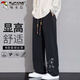 啄木鳥(niǎo)（TUCANO）休閑褲男秋季褲子男寬松直筒刺繡國風(fēng)闊腿潮流百搭長(cháng)褲 黑色 2XL