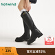 熱風(fēng)（Hotwind）女鞋騎士靴通勤百搭厚底增高顯瘦長(cháng)靴冬季新款圓頭休閑拉鏈女靴子 01黑色（單里H85W4817） 36 230mm