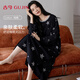 古今（GUJIN）100%純棉睡裙女睡衣春秋新款長(cháng)袖長(cháng)裙外穿全棉高級感星星家居服