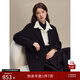 自巧（ZIQIAO）小個(gè)子100%羊毛外套中長(cháng)款雙面呢大衣2023秋冬新款西裝領(lǐng)上衣 夜幕黑 XS (2碼)