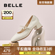 百麗（Belle）復古時(shí)裝瑪麗珍鞋女2025秋新商場(chǎng)同款質(zhì)感牛皮單鞋E1T1DCQ5 米白色 37 (235mm)