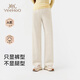 英氏（YEEHOO）【新疆棉】秋季孕婦褲彈力腰頭棉感褲腿無(wú)托腹九分牛仔窄直筒褲 米白 165
