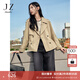 玖姿·安娜蔻復古英倫風(fēng)駁領(lǐng)抽繩短款無(wú)齡風(fēng)衣外套女裝秋季 卡其-第二批KWFQ41203 S
